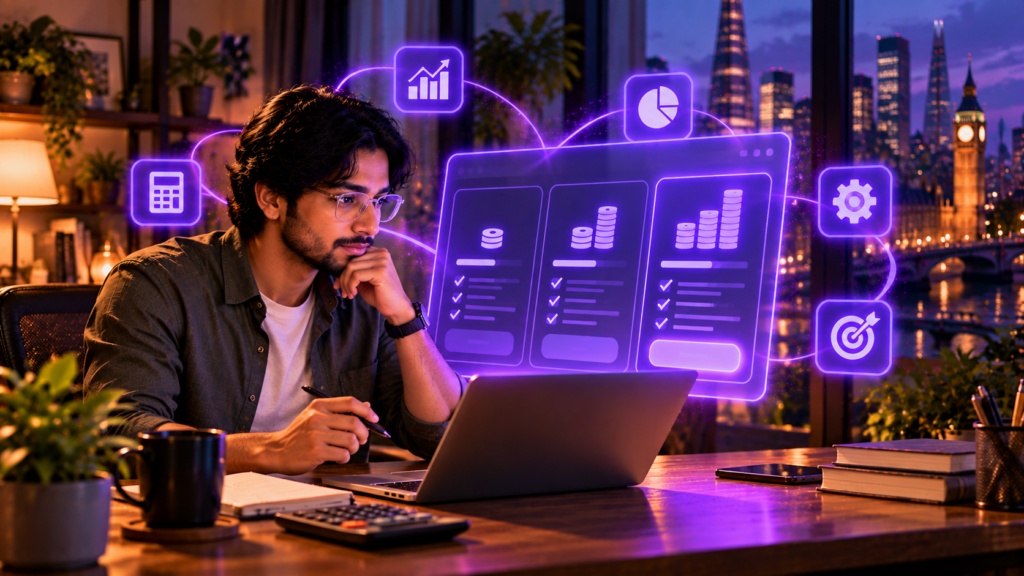 Small business owner planning a Google Ads budget strategy on a laptop dashboard